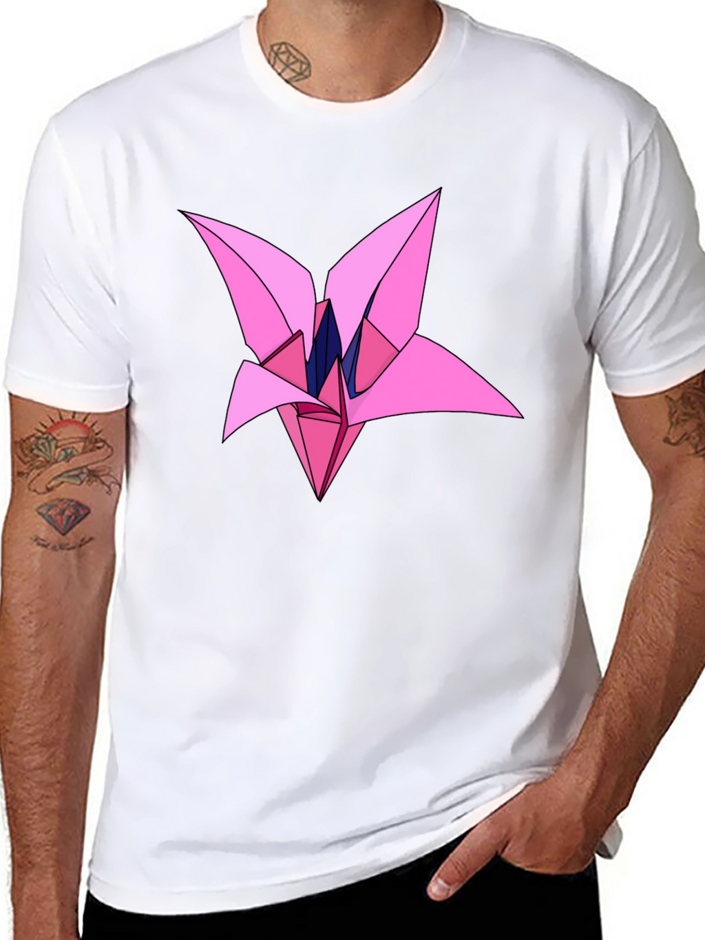 Origami Flower Graphic Black T-Shirt