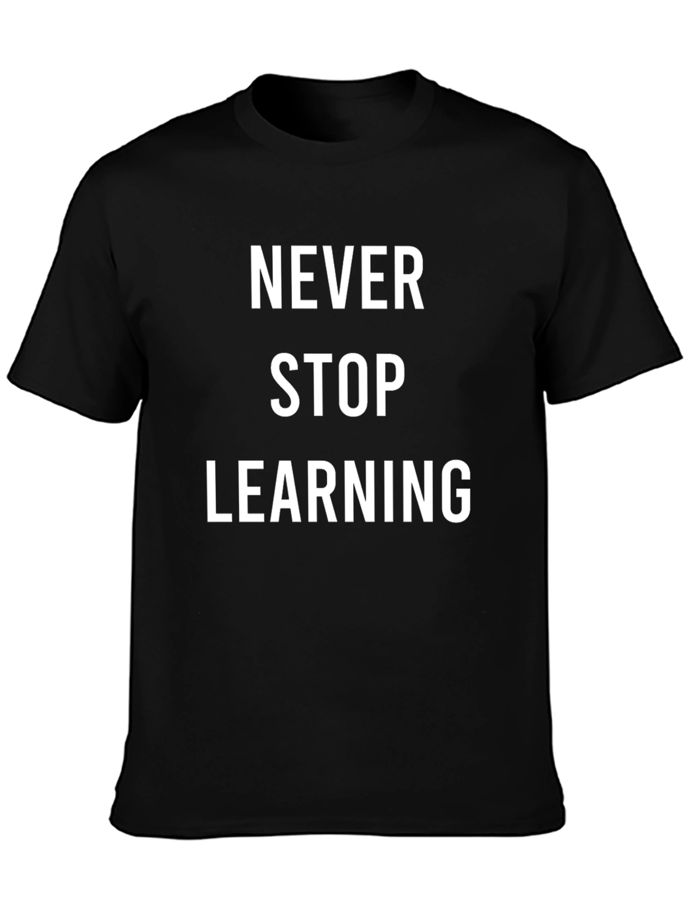 Never Stop Learning Black Graphic T-Shirt