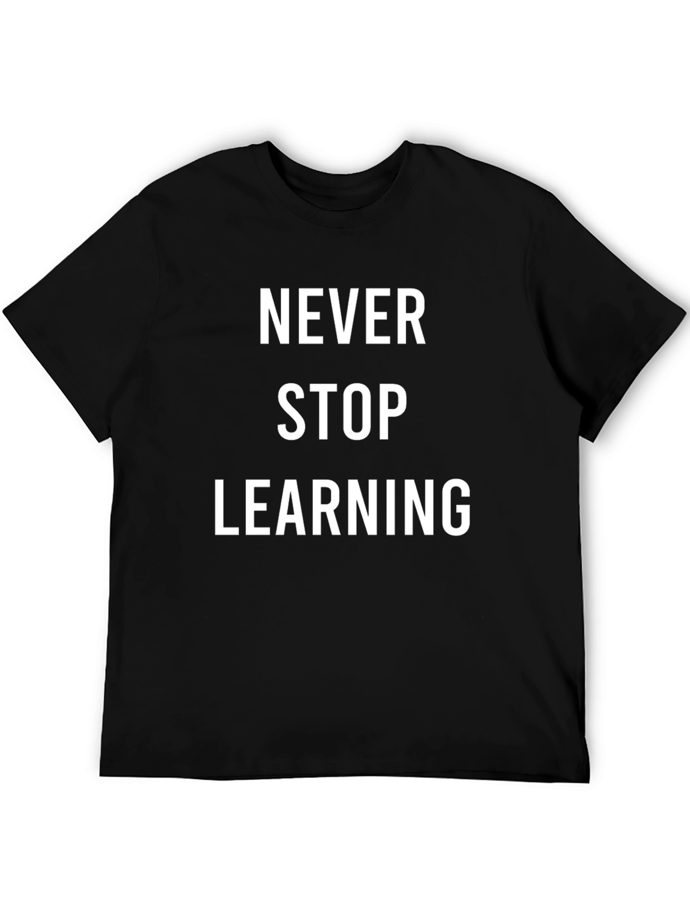 Never Stop Learning Black Graphic T-Shirt