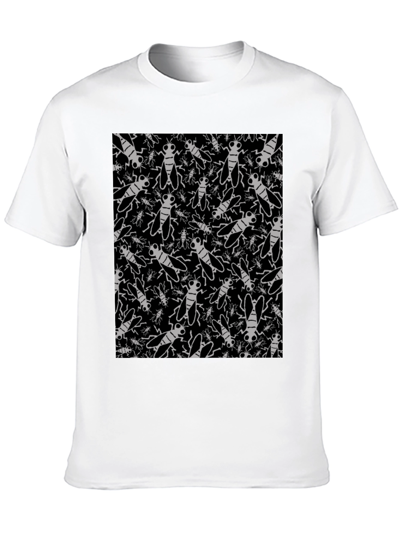 Fly Pattern Graphic Tee - Insect Lover T-Shirt