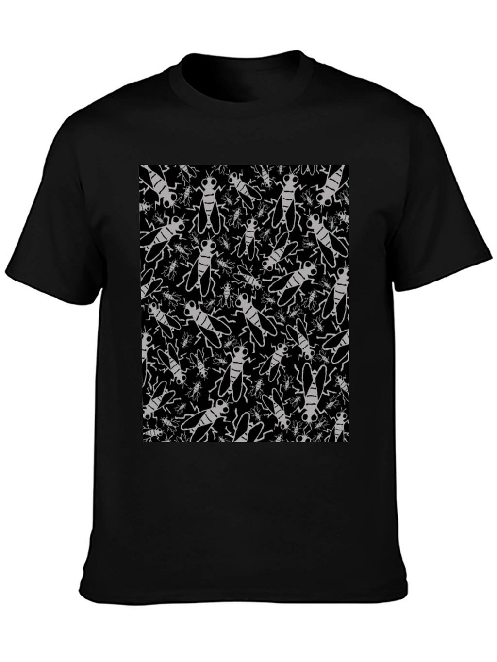 Fly Pattern Graphic Tee - Insect Lover T-Shirt