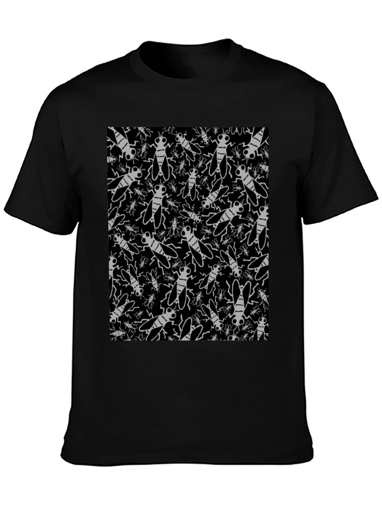Fly Pattern Graphic Tee - Insect Lover T-Shirt