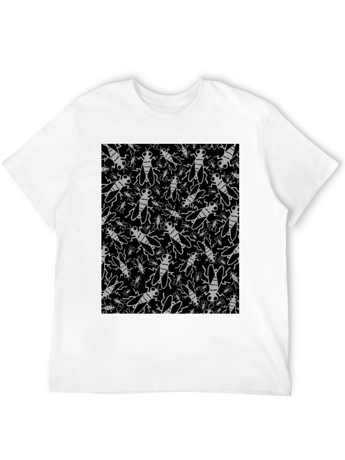 Fly Pattern Graphic Tee - Insect Lover T-Shirt