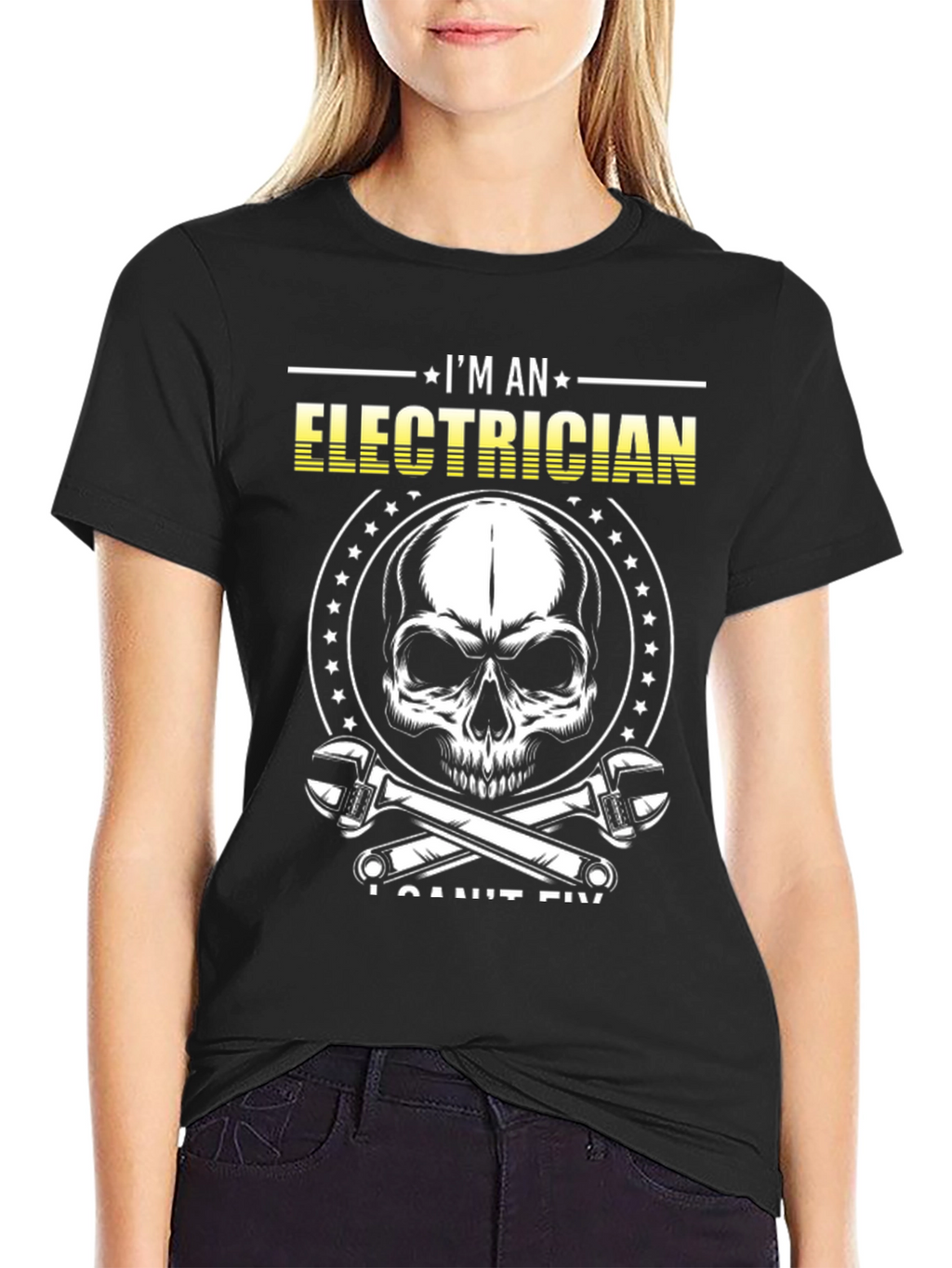 Electrician Skull Graphic T-Shirt - Funny Job Tee