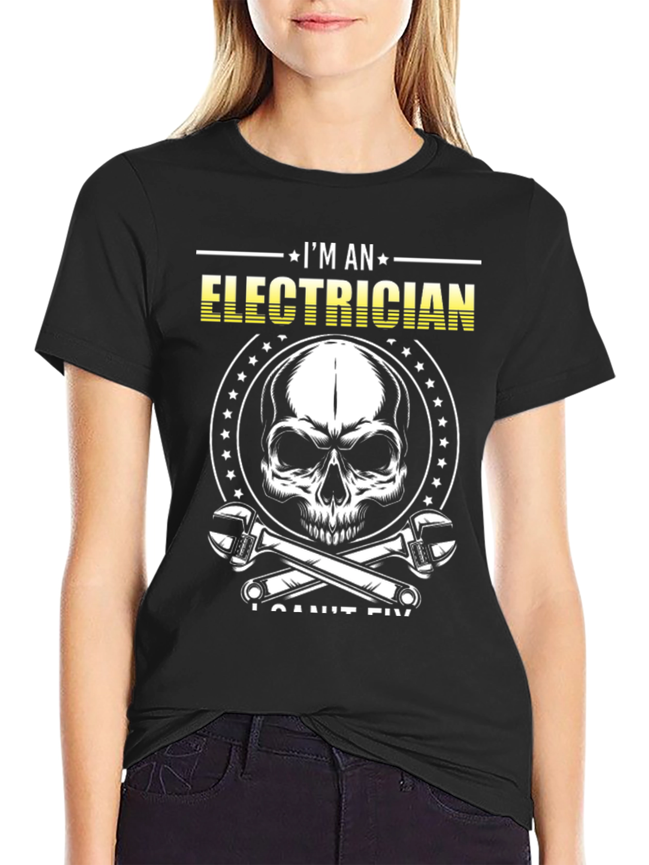 Electrician Skull Graphic T-Shirt - Funny Job Tee