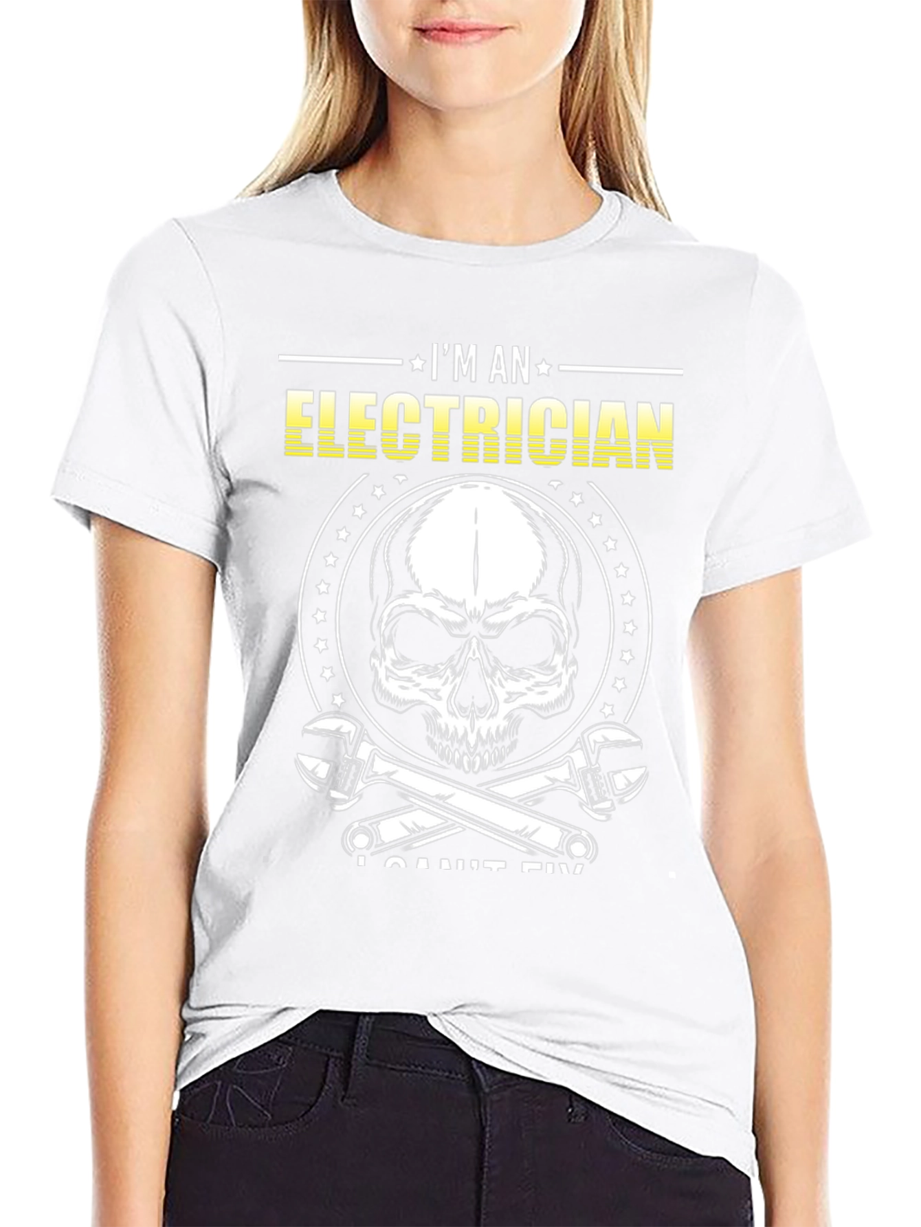 Electrician Skull Graphic T-Shirt - Funny Job Tee