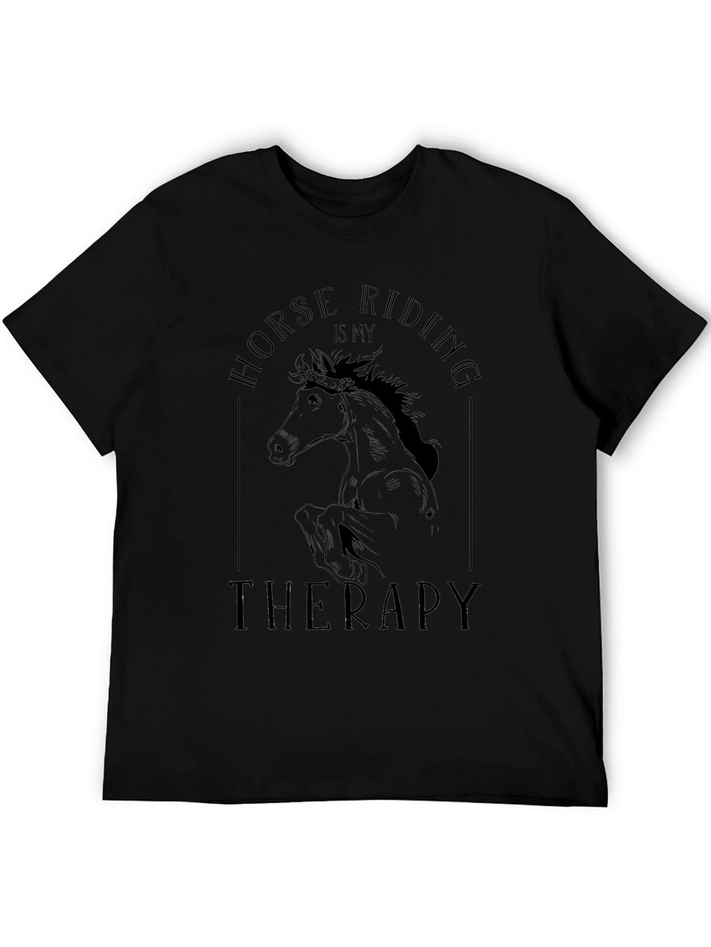 Horse Riding is My Therapy Black T-Shirt