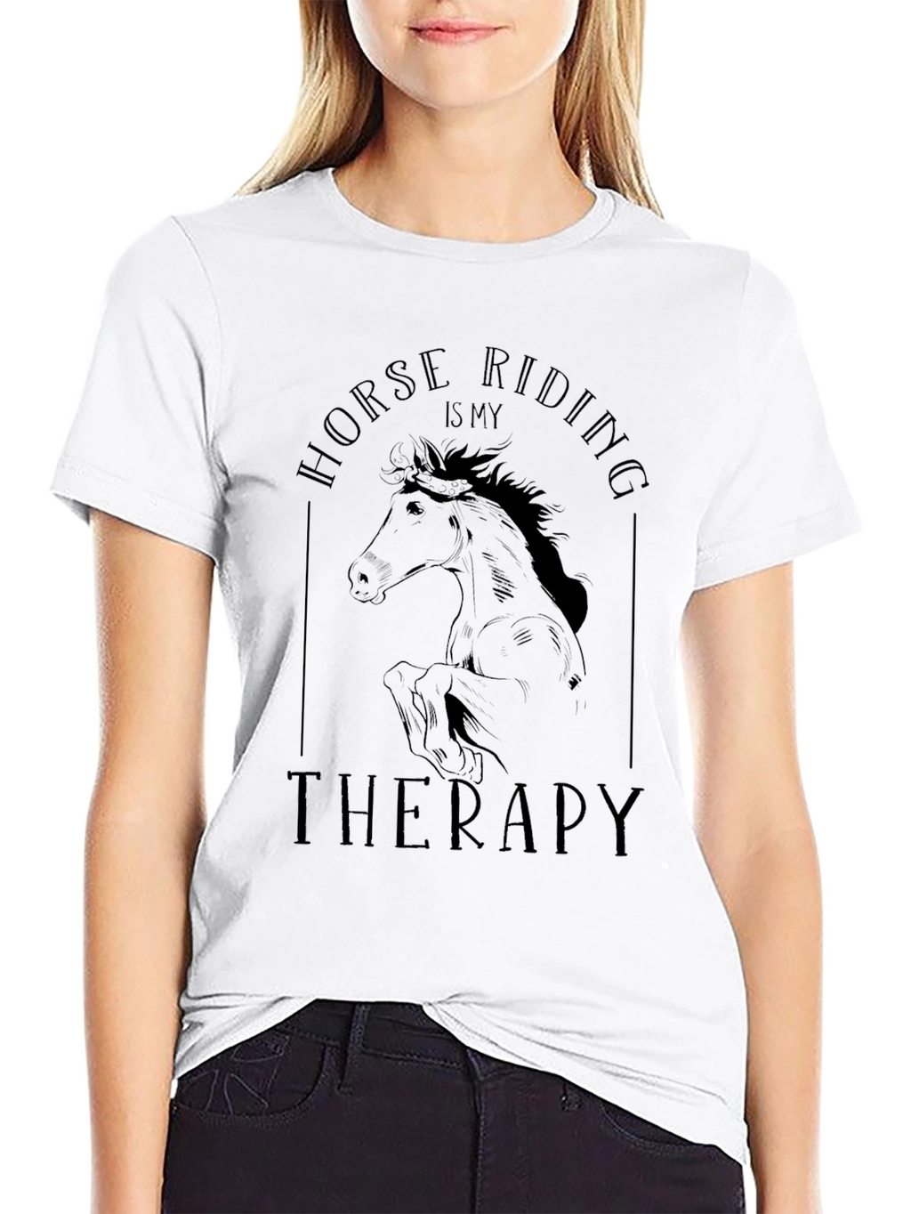 Horse Riding is My Therapy Black T-Shirt