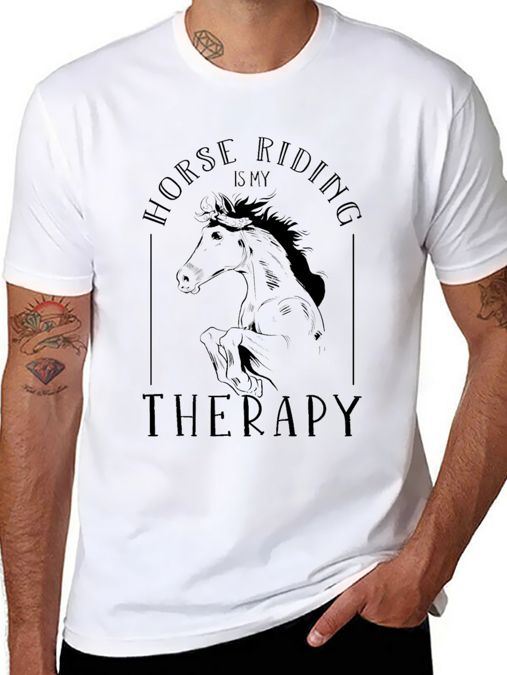 Horse Riding is My Therapy Black T-Shirt