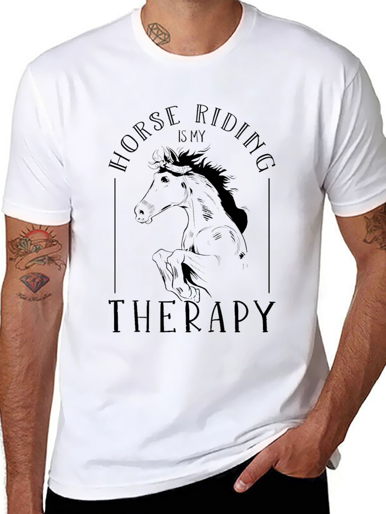 Horse Riding is My Therapy Black T-Shirt