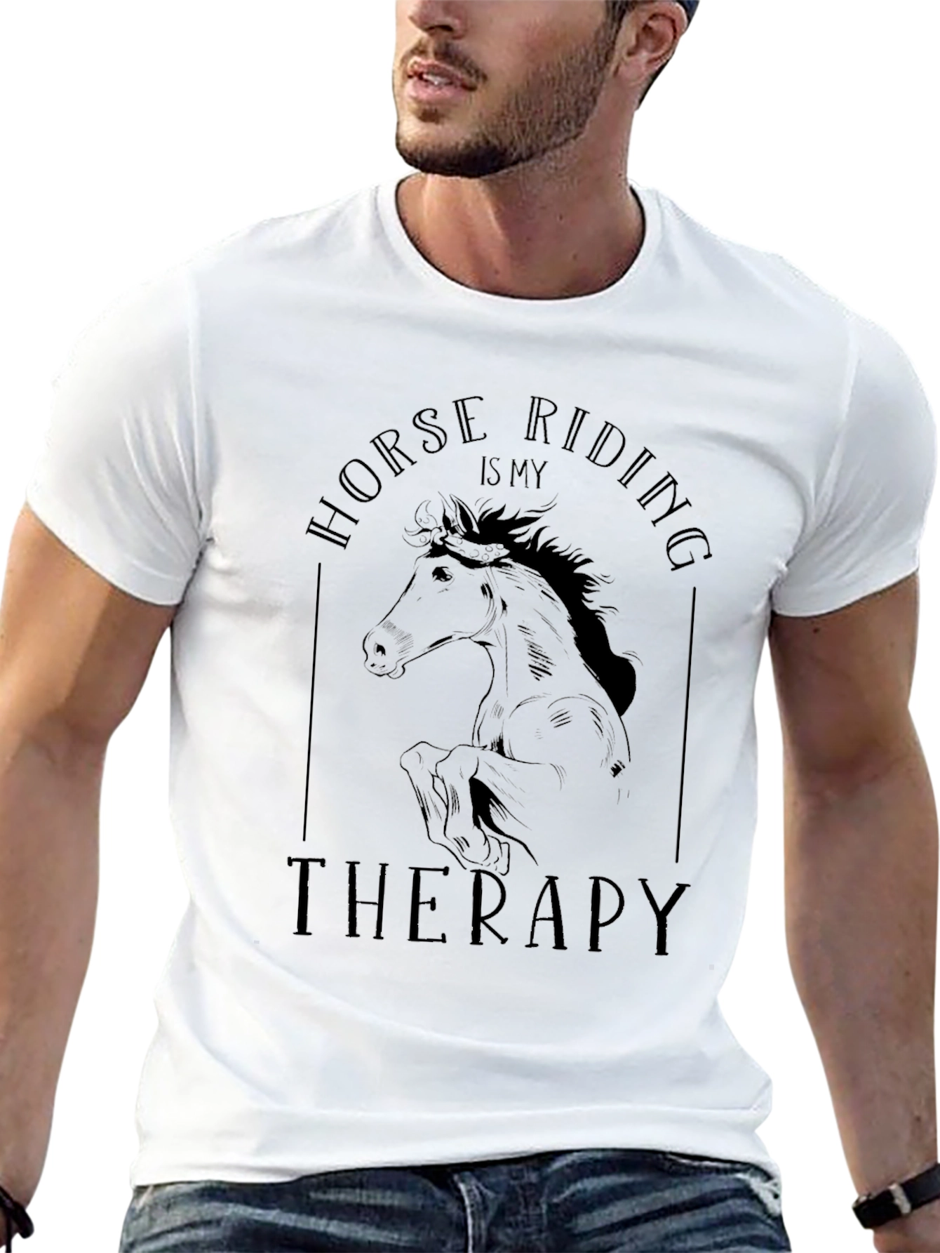 Horse Riding is My Therapy Black T-Shirt