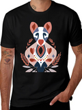 Artistic Animal Graphic Tee - Black