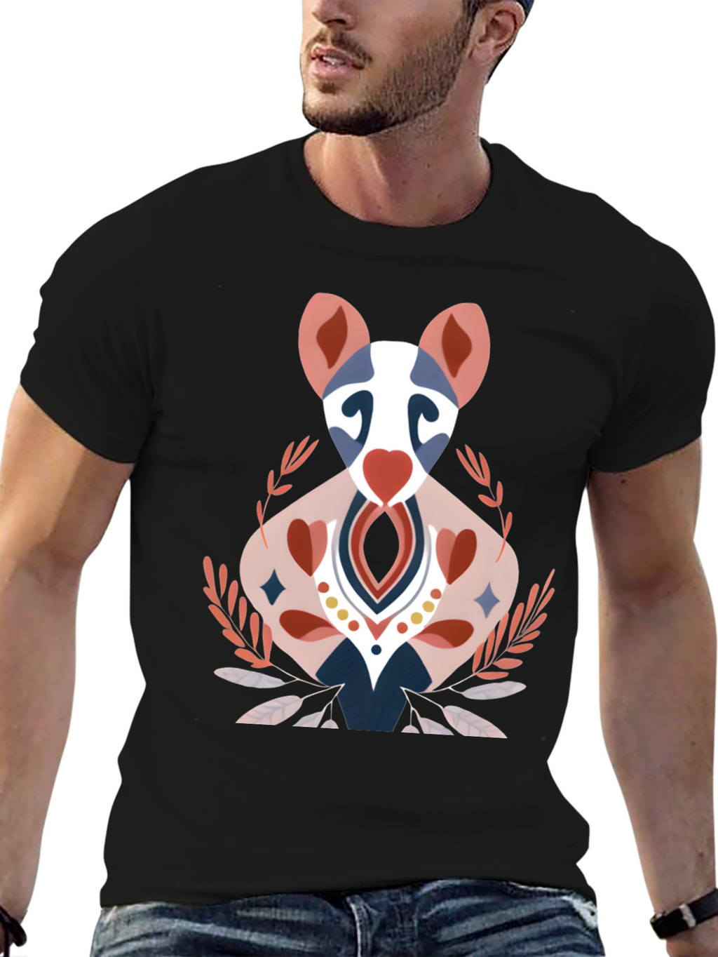 Artistic Animal Graphic Tee - Black