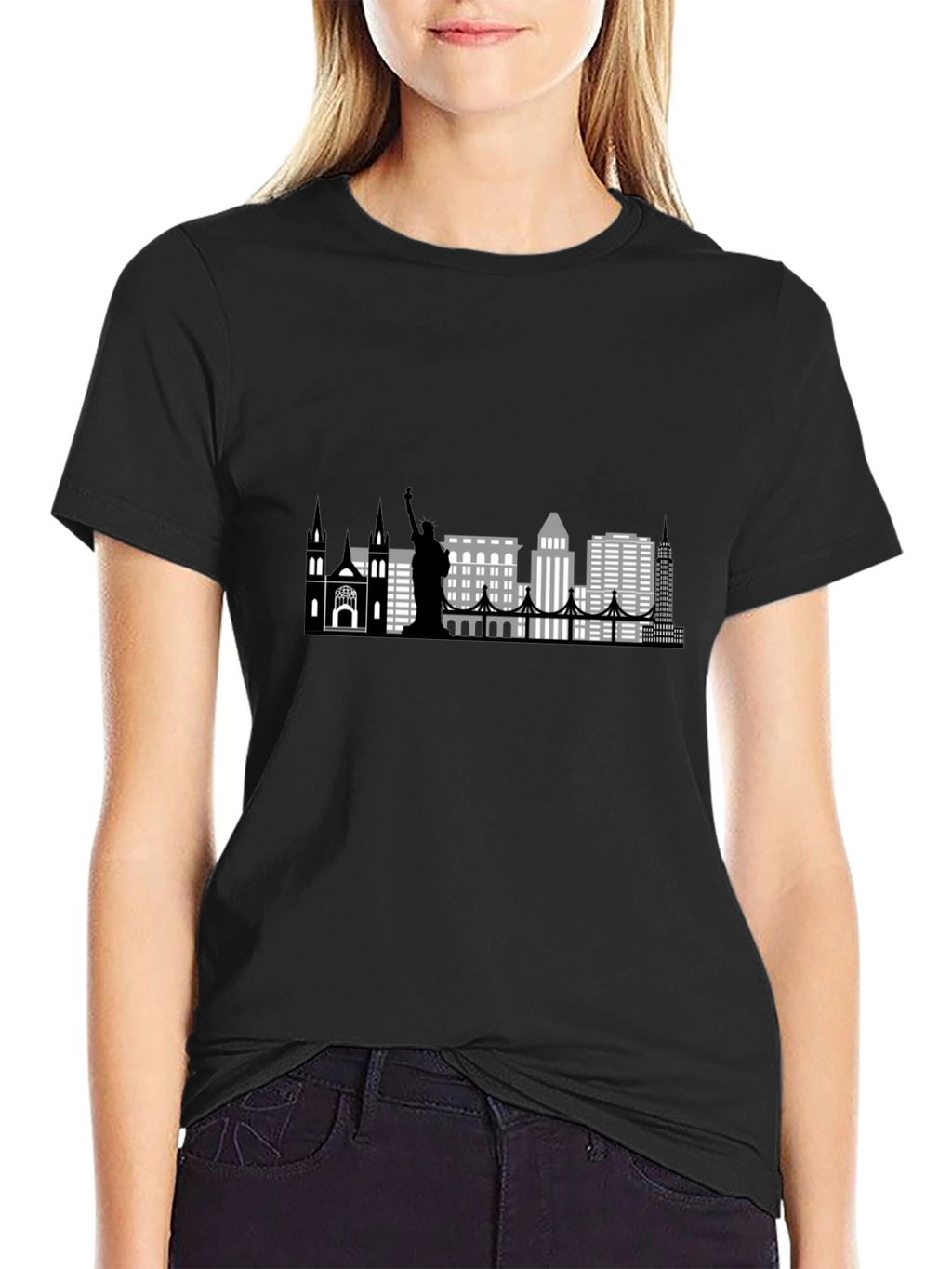 New York Skyline Graphic T-Shirt - Black