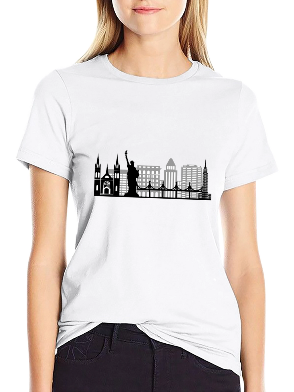 New York Skyline Graphic T-Shirt - Black