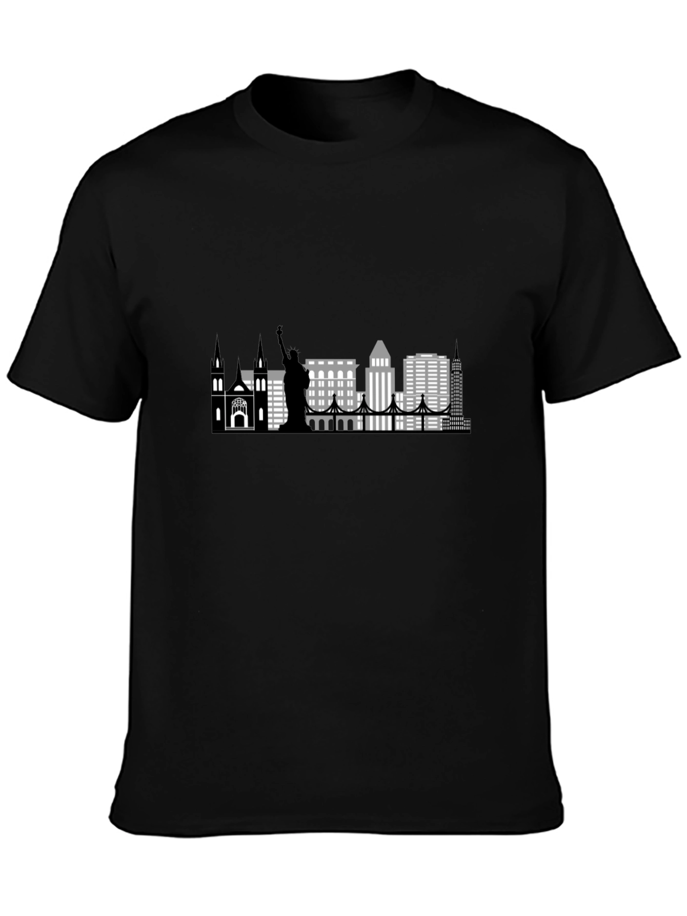New York Skyline Graphic T-Shirt - Black