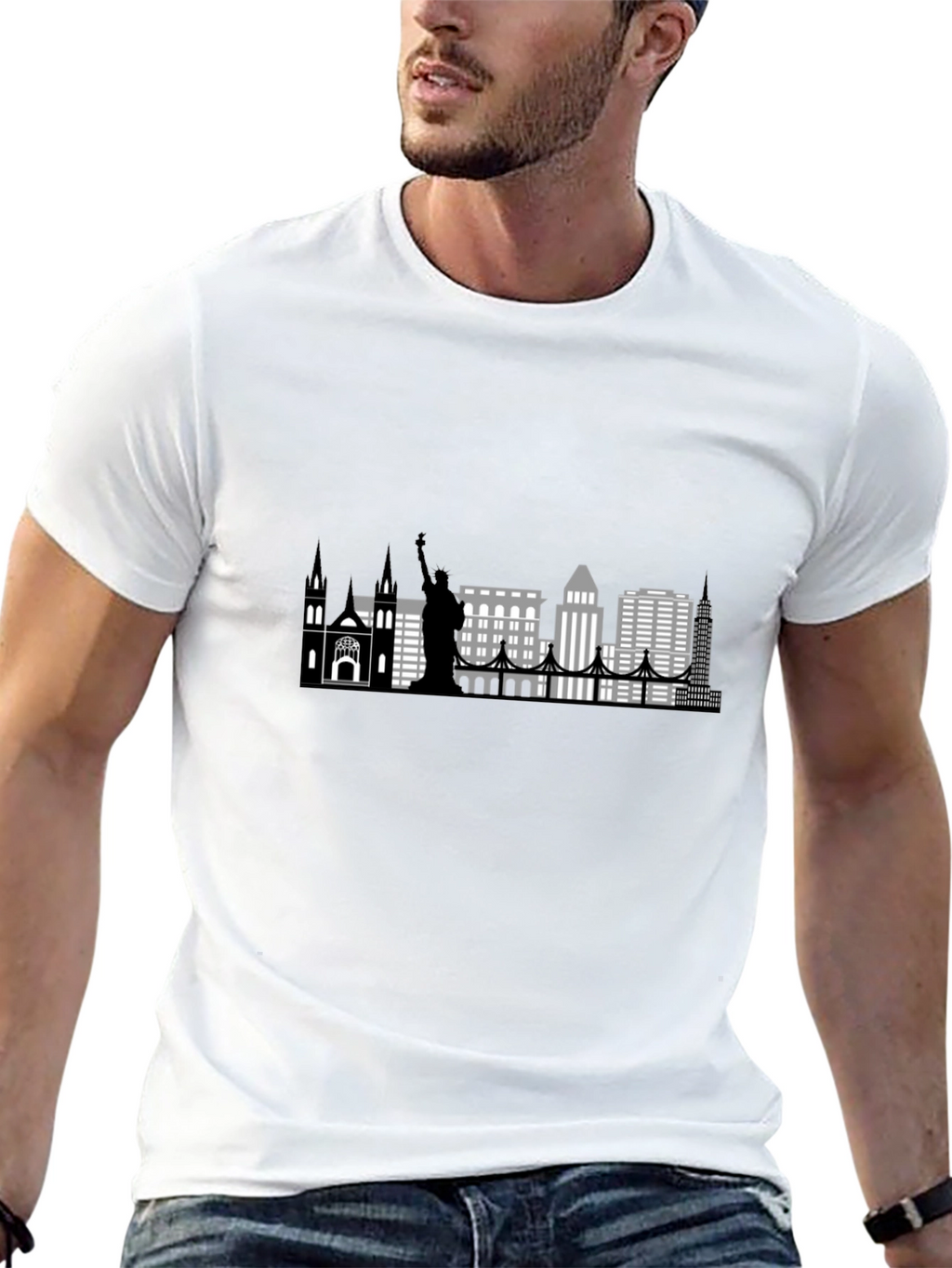 New York Skyline Graphic T-Shirt - Black