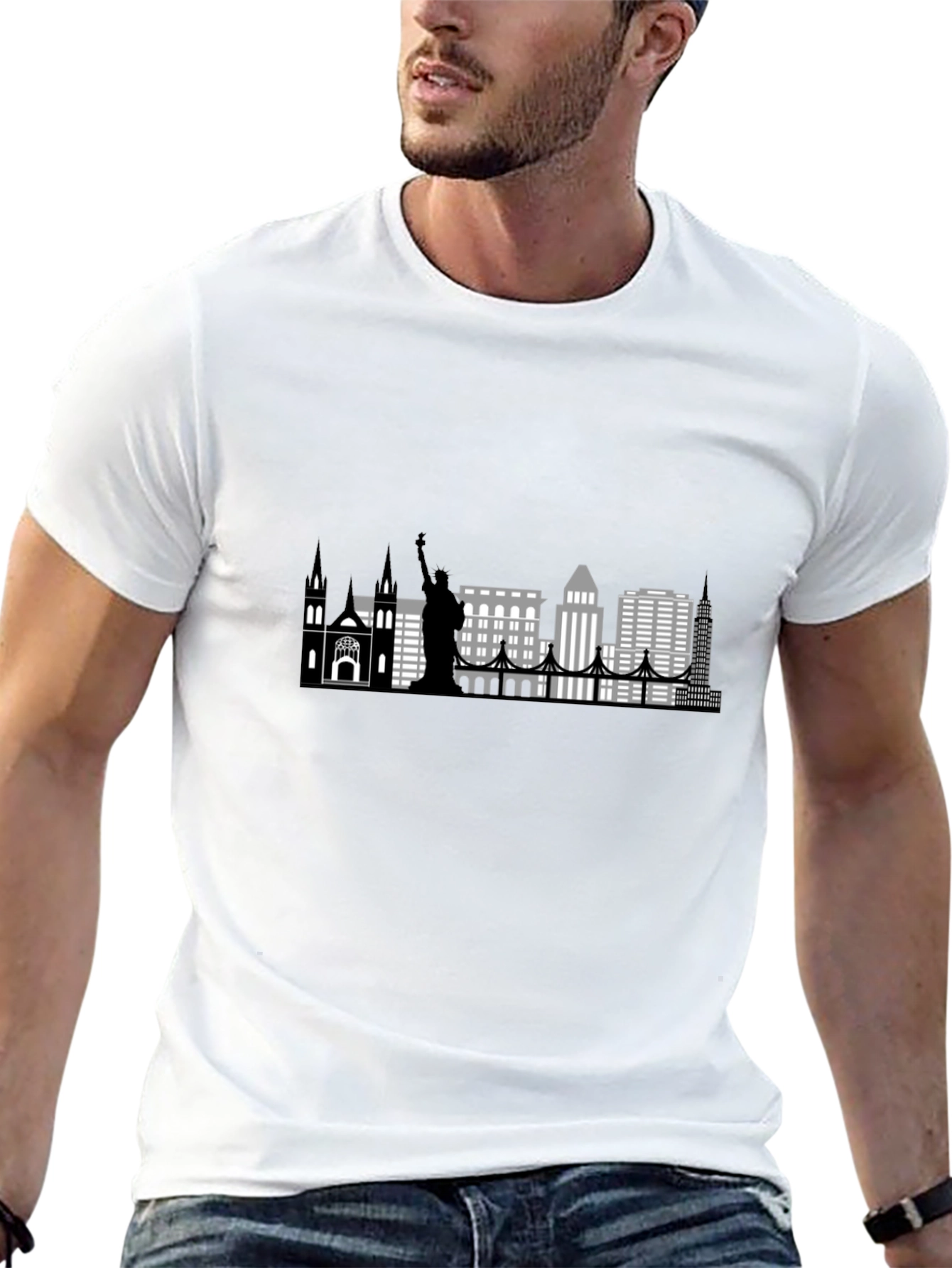 New York Skyline Graphic T-Shirt - Black