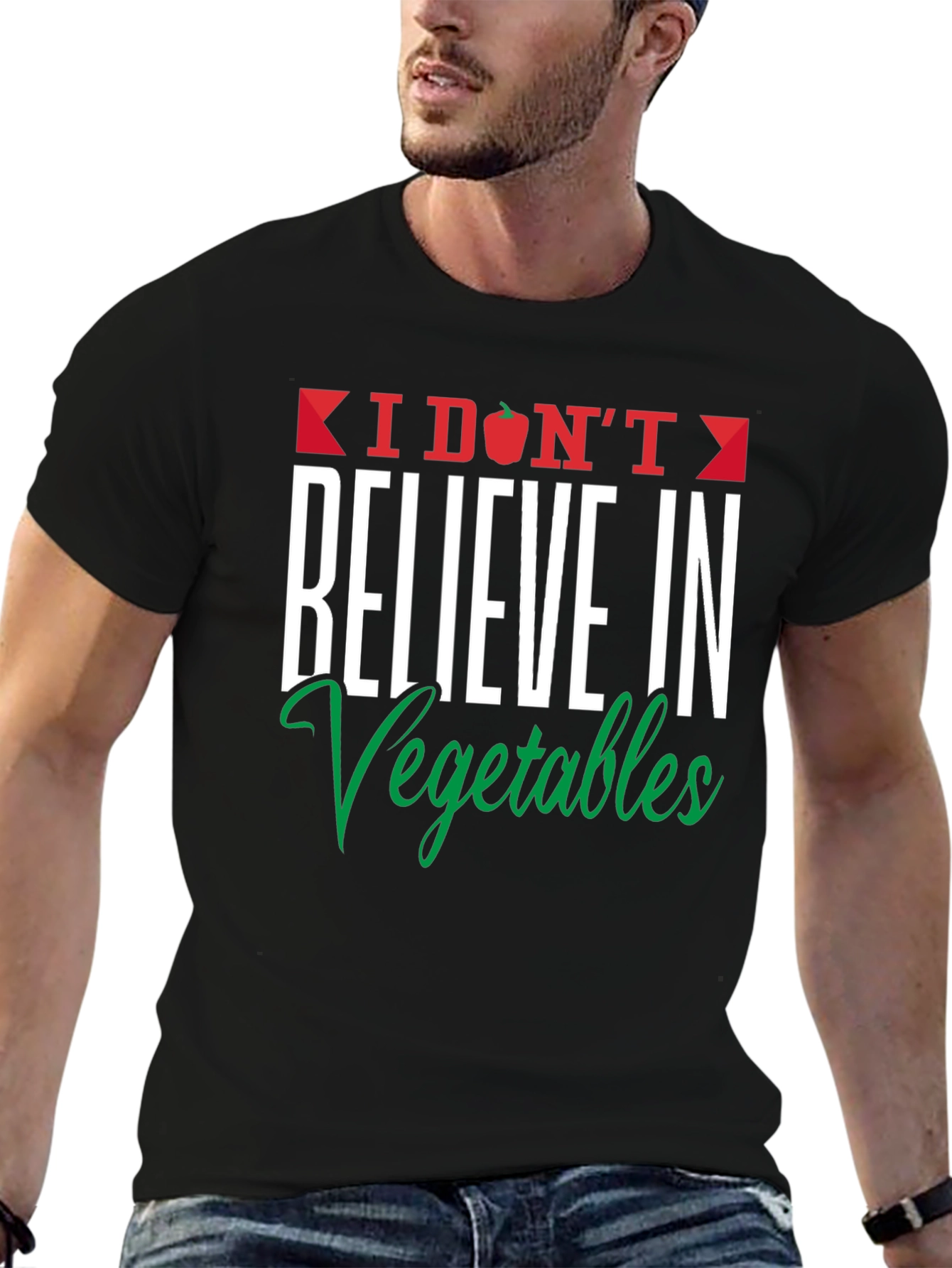 Funny I Dont Believe in Vegetables Graphic Tee