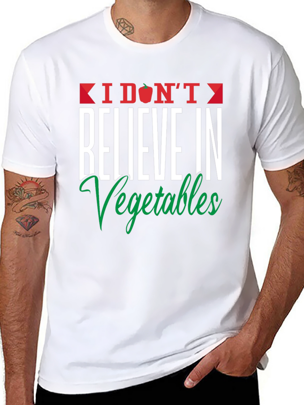Funny I Dont Believe in Vegetables Graphic Tee