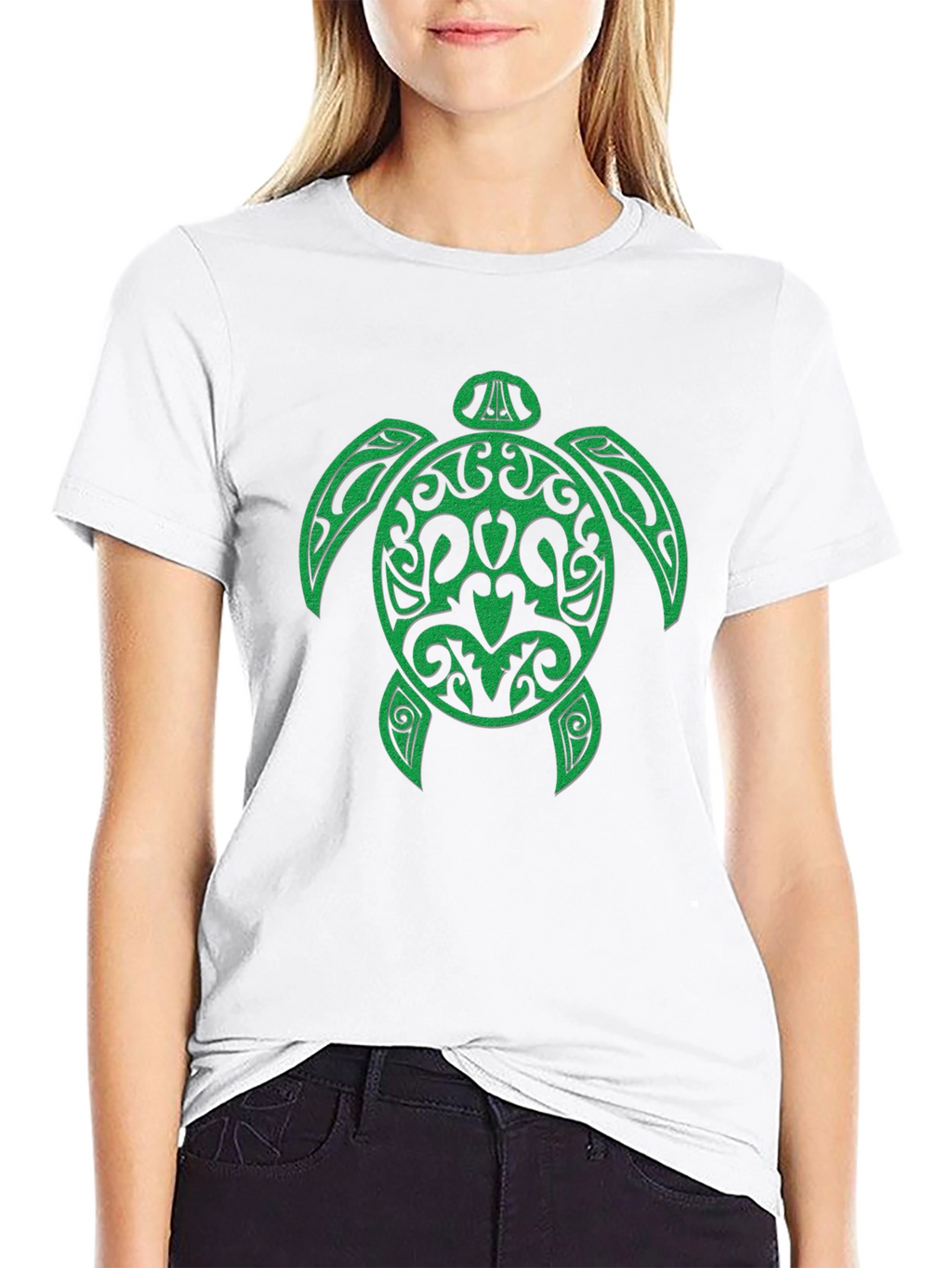 Green Turtle Graphic Black Tee
