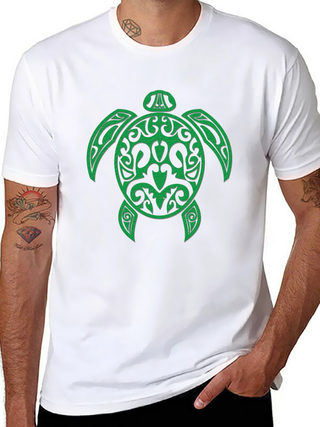 Green Turtle Graphic Black Tee