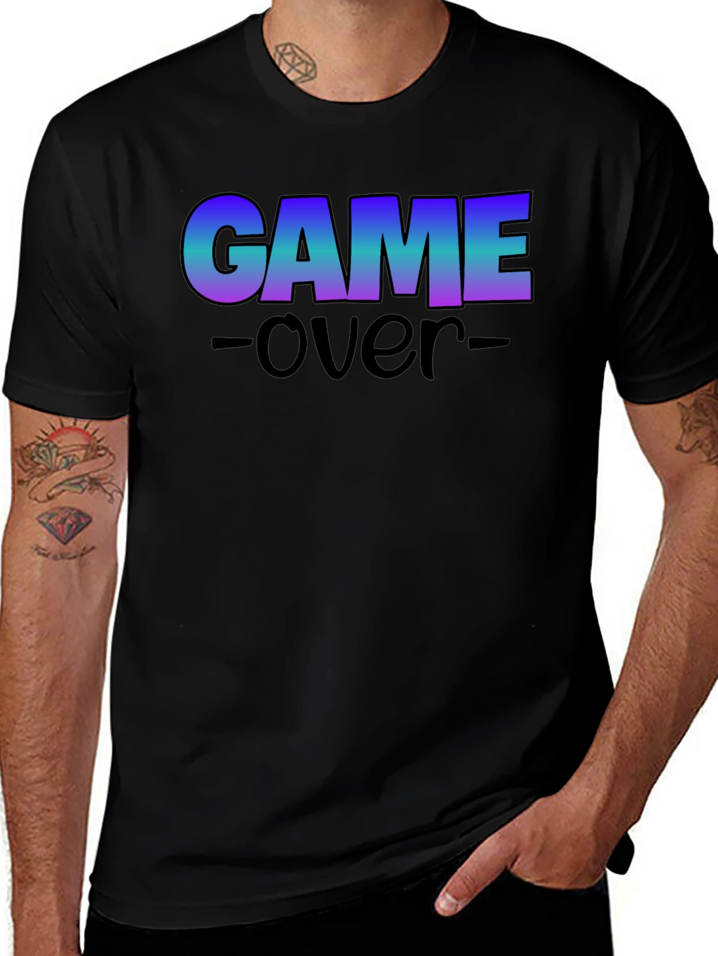 Game Over Graphic Print Crew Neck T-Shirt