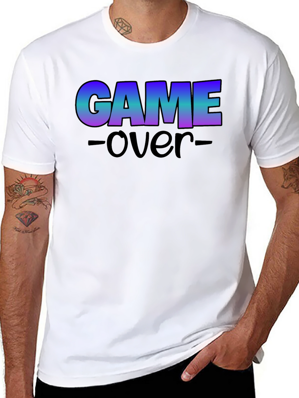 Game Over Graphic Print Crew Neck T-Shirt