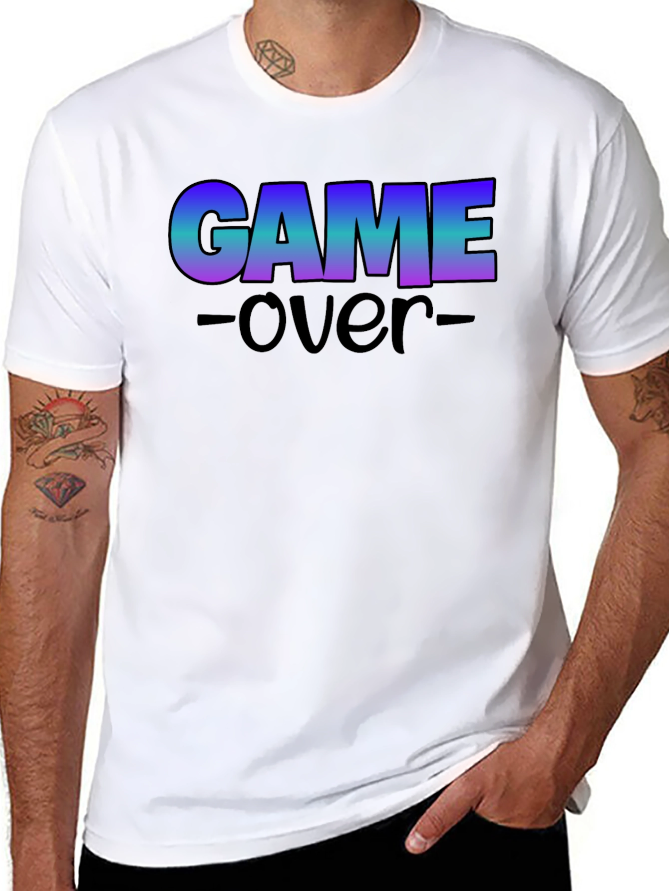 Game Over Graphic Print Crew Neck T-Shirt
