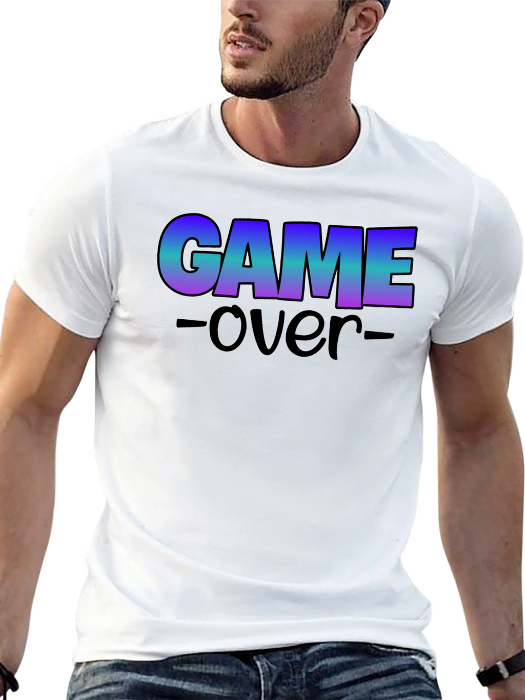 Game Over Graphic Print Crew Neck T-Shirt