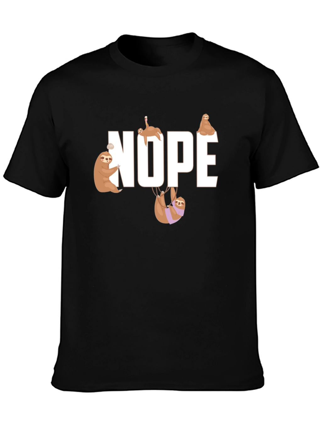 Nope Sloth Graphic T-Shirt - Relaxed Style