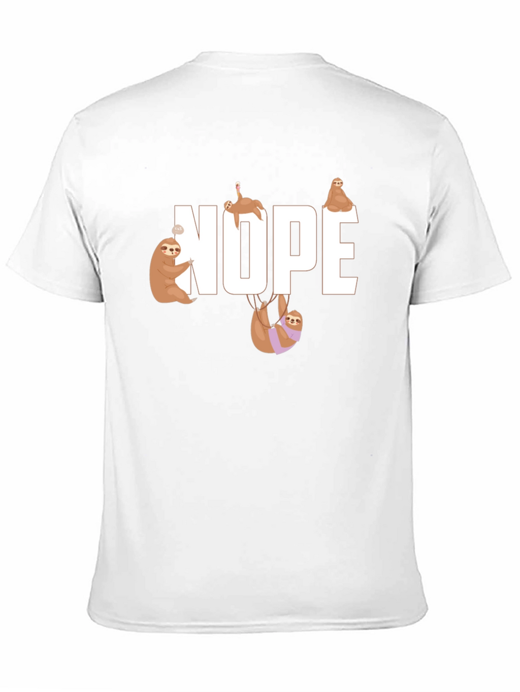 Nope Sloth Graphic T-Shirt - Relaxed Style