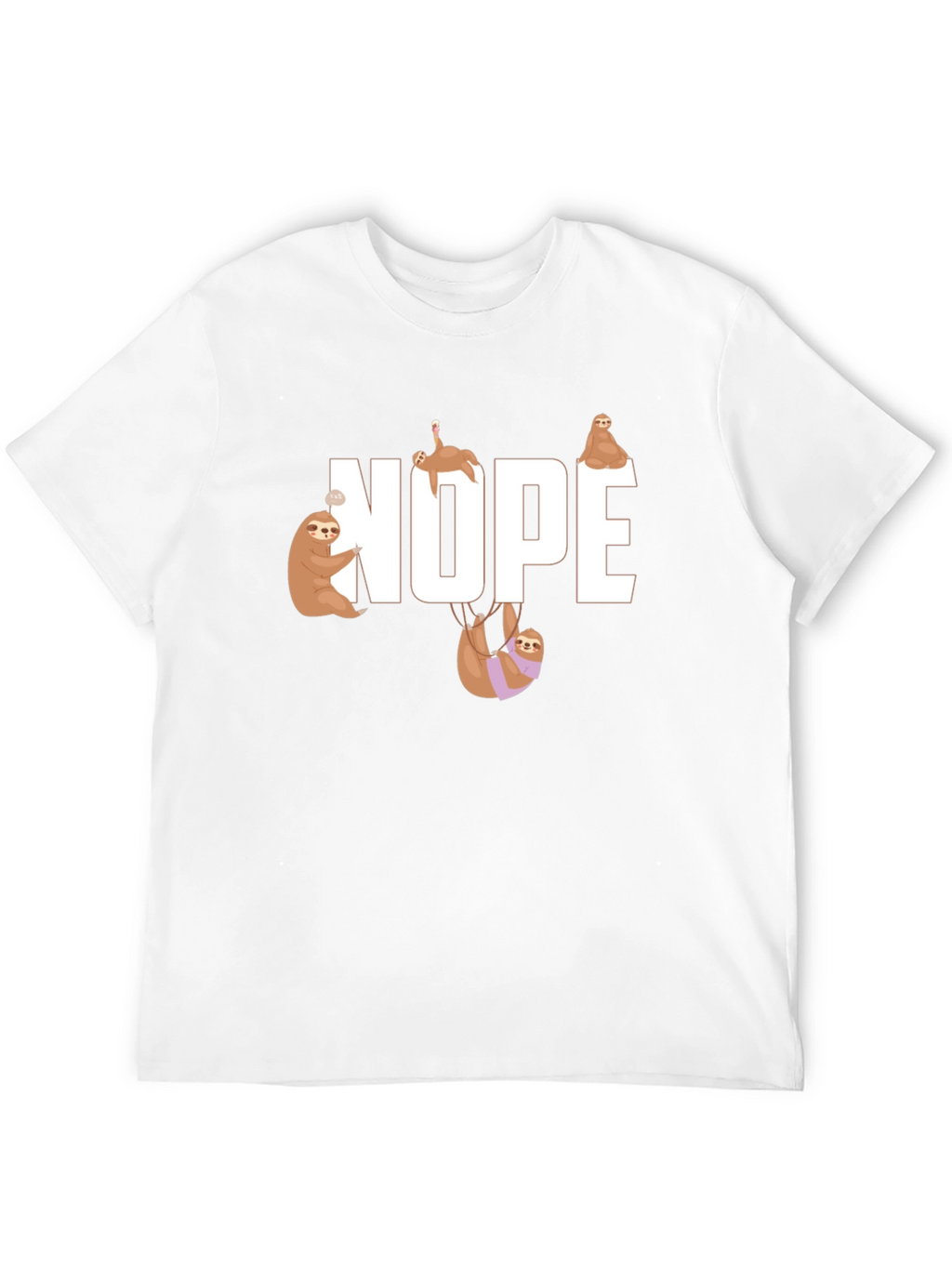 Nope Sloth Graphic T-Shirt - Relaxed Style