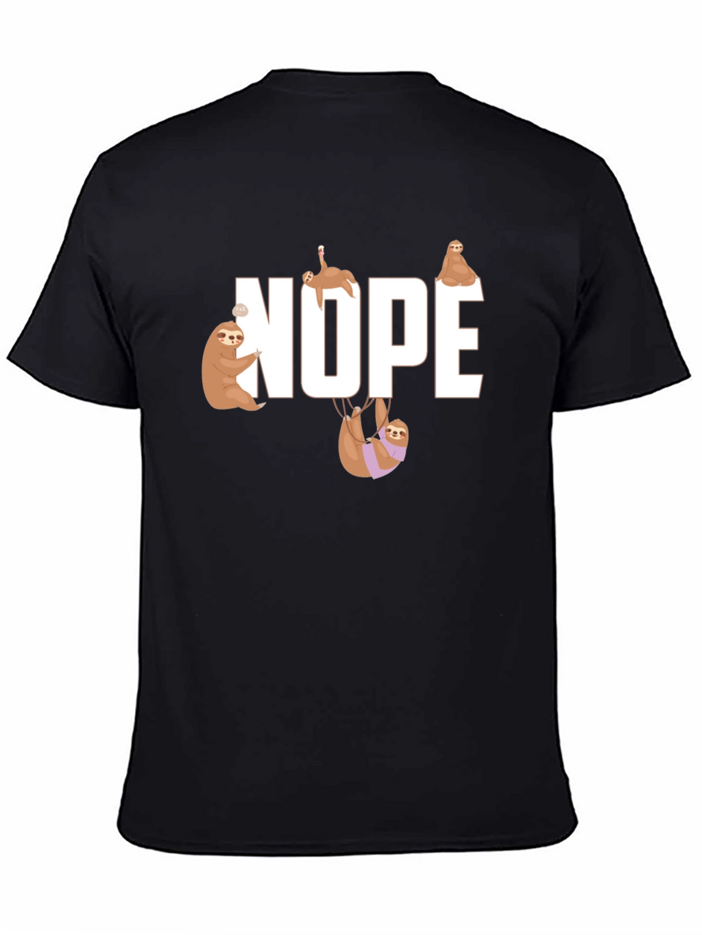 Nope Sloth Graphic T-Shirt - Relaxed Style