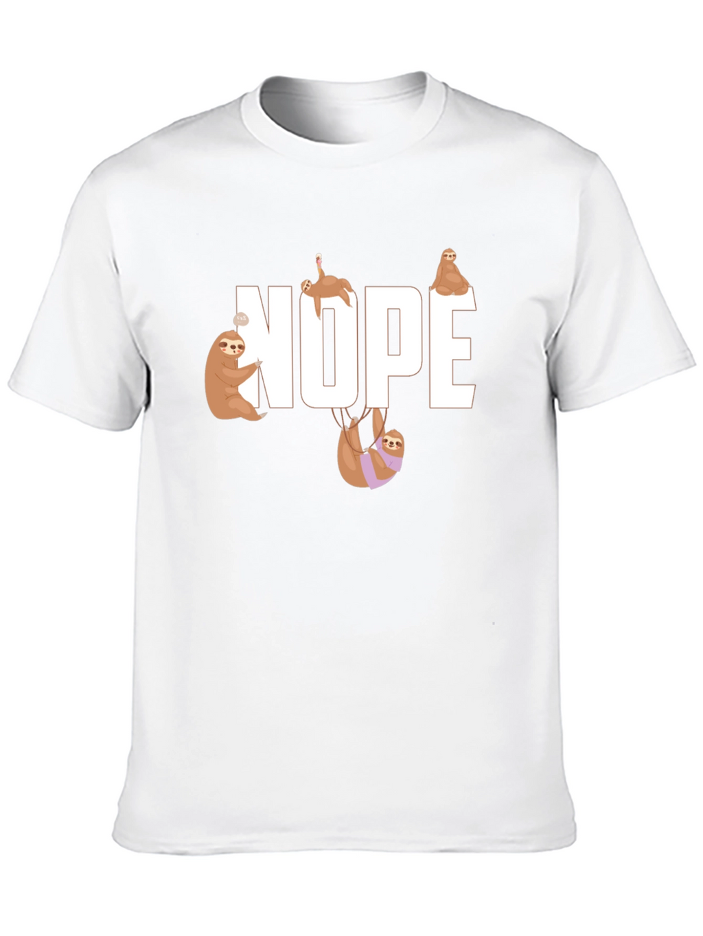 Nope Sloth Graphic T-Shirt - Relaxed Style