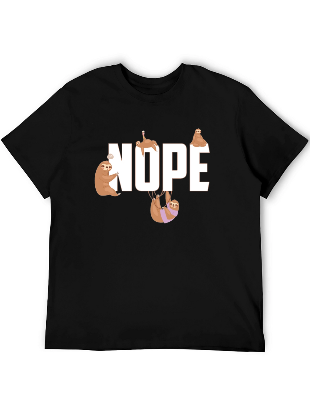 Nope Sloth Graphic T-Shirt - Relaxed Style