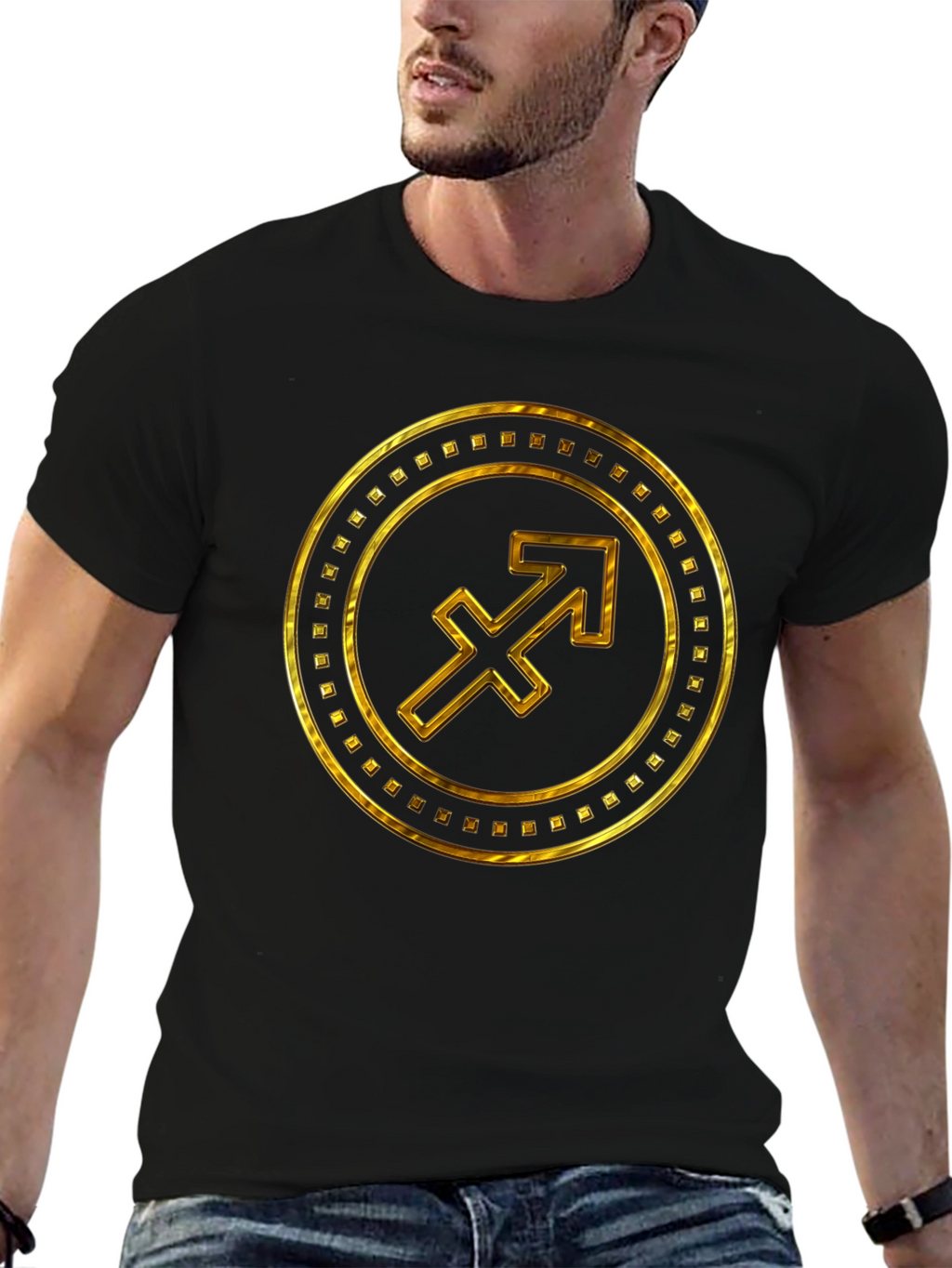 Gold Sagittarius Zodiac Sign T-Shirt