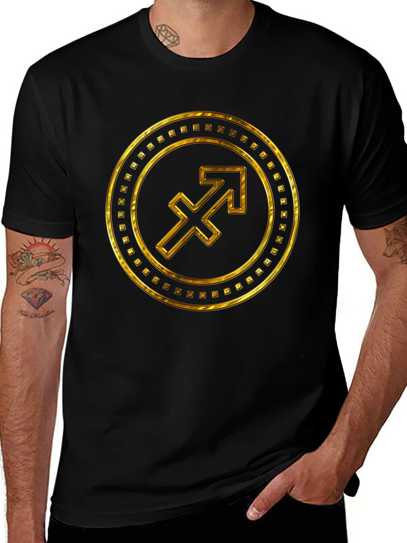 Gold Sagittarius Zodiac Sign T-Shirt
