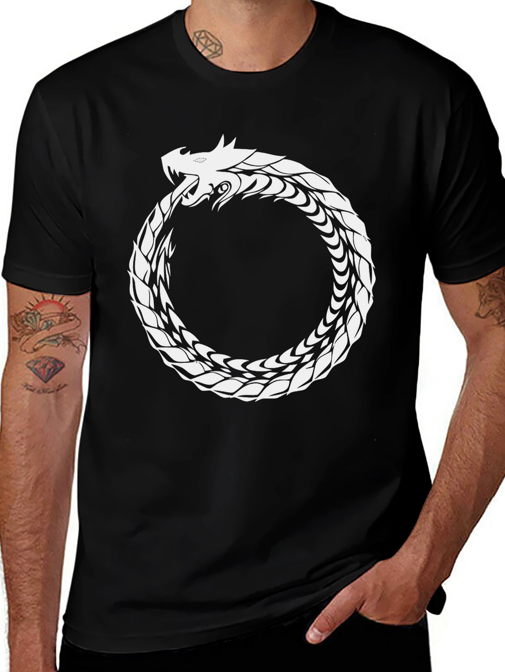 Ouroboros Dragon Graphic Black T-Shirt
