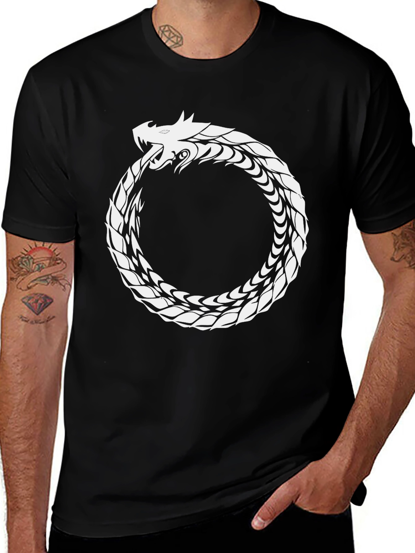 Ouroboros Dragon Graphic Black T-Shirt