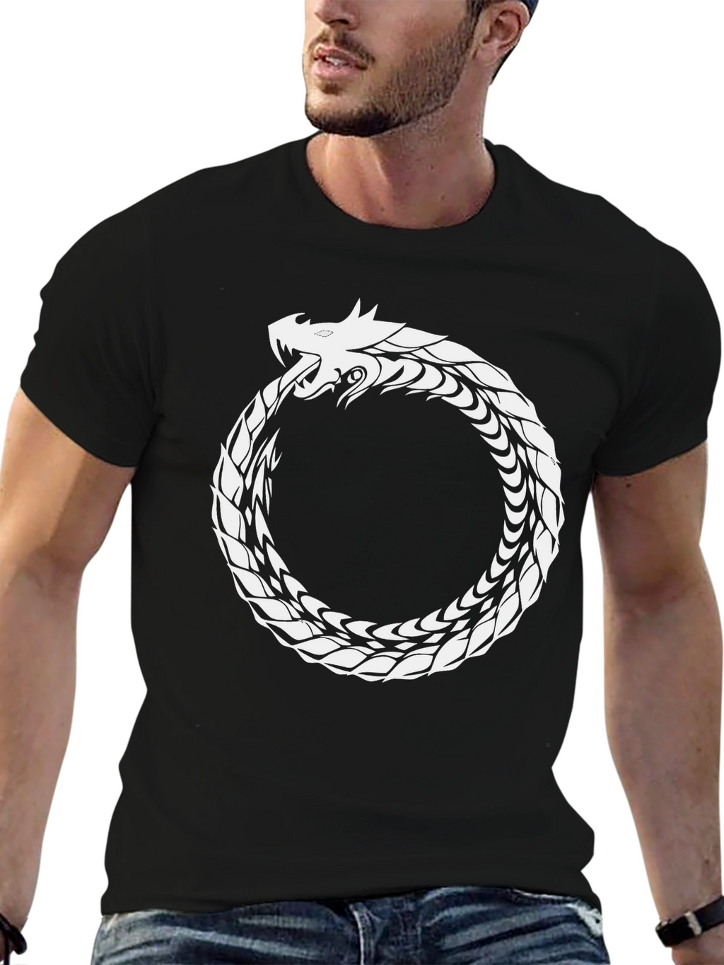 Ouroboros Dragon Graphic Black T-Shirt