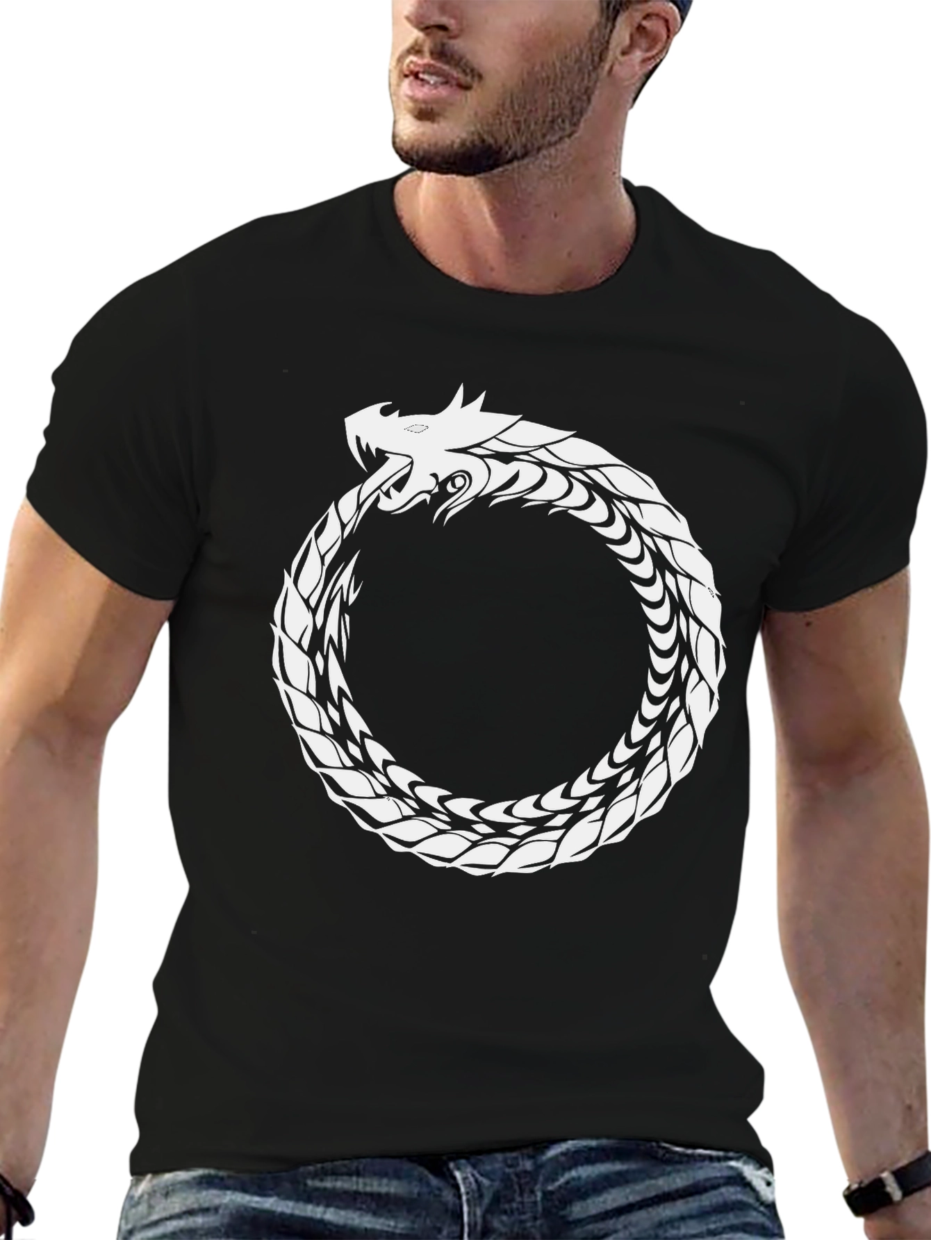 Ouroboros Dragon Graphic Black T-Shirt