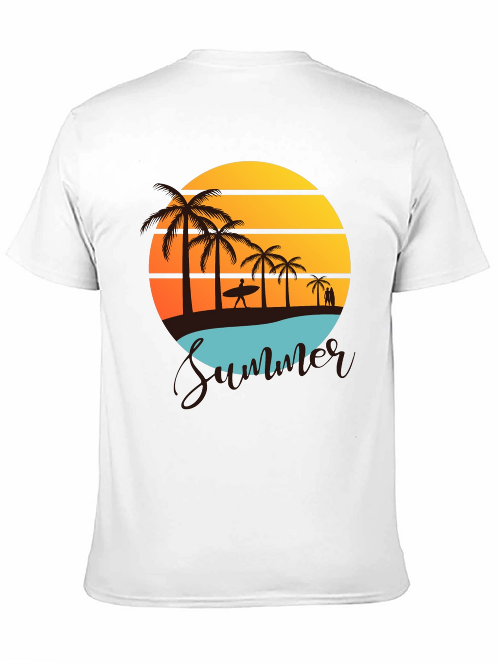 Summer Beach Graphic Tee - Palm Trees & Sunset