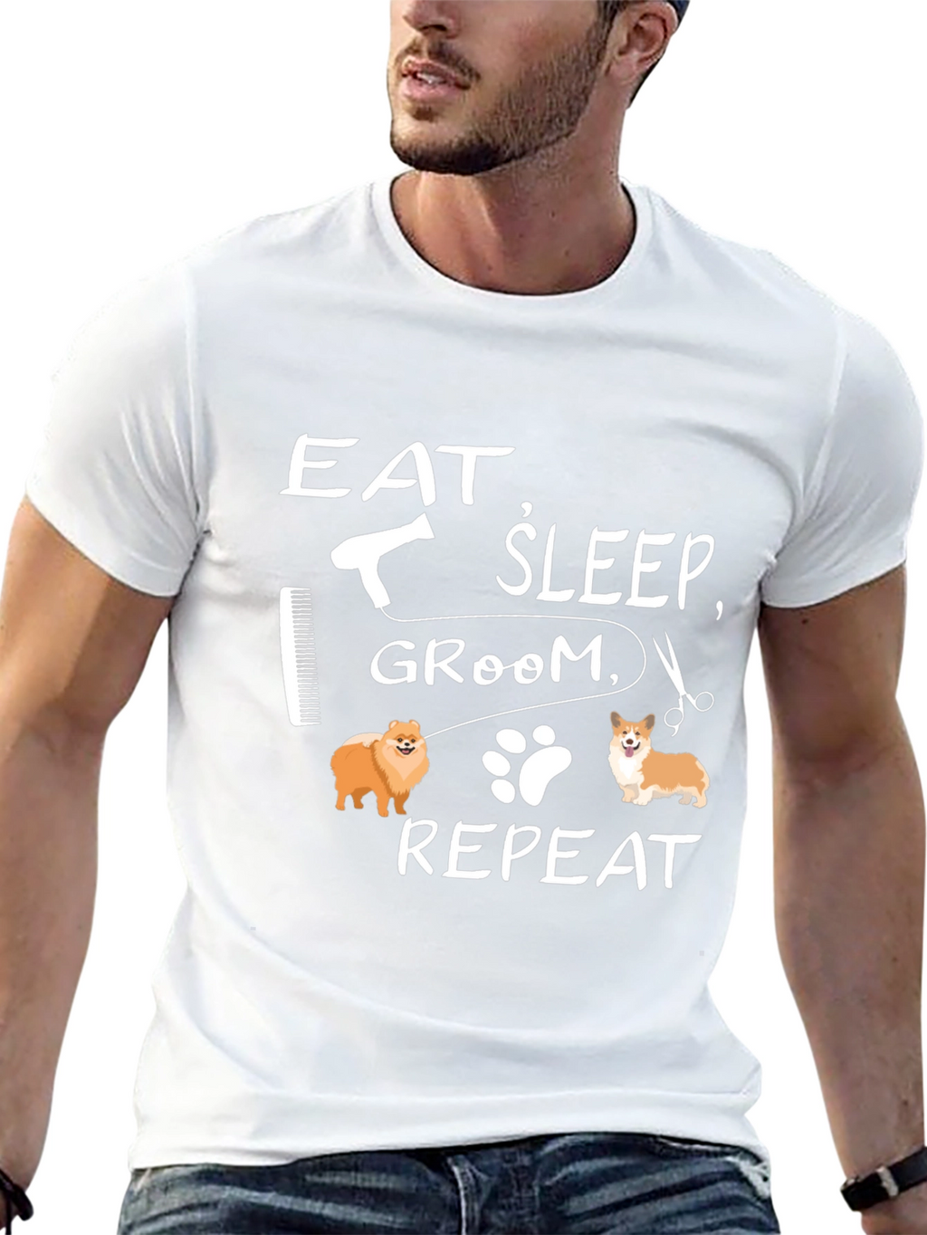 Eat Sleep Groom Repeat Dog Lover T-Shirt