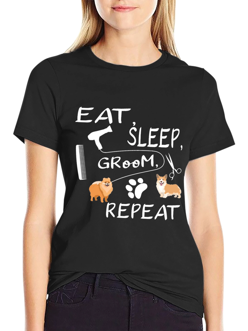 Eat Sleep Groom Repeat Dog Lover T-Shirt