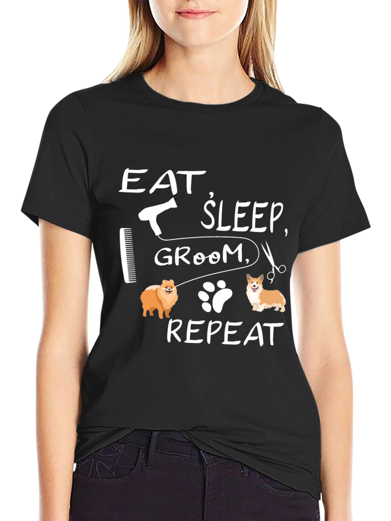 Eat Sleep Groom Repeat Dog Lover T-Shirt