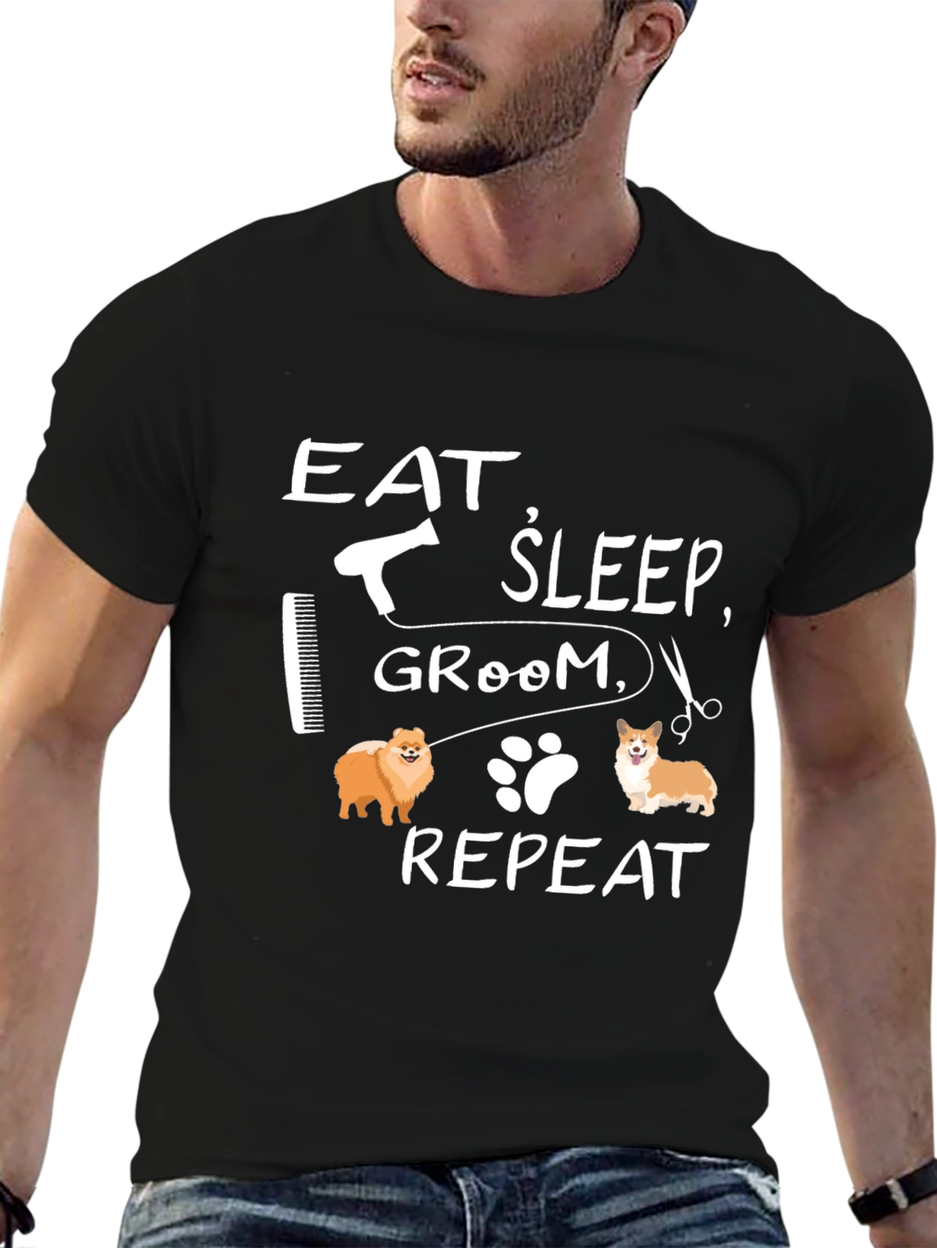 Eat Sleep Groom Repeat Dog Lover T-Shirt