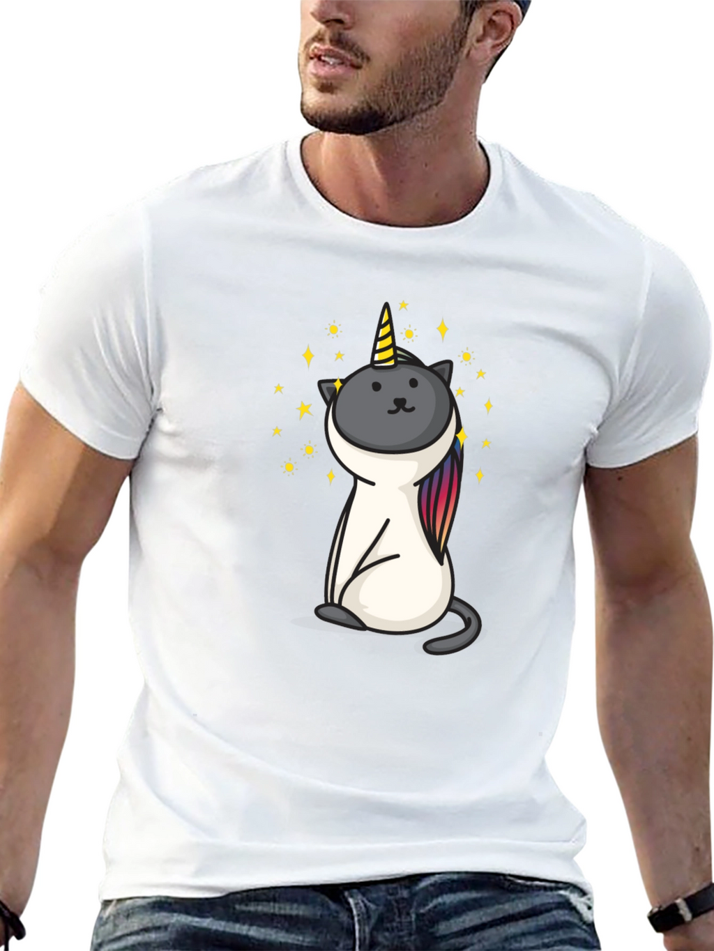 Unicat Tee - Black Cotton Blend Shirt