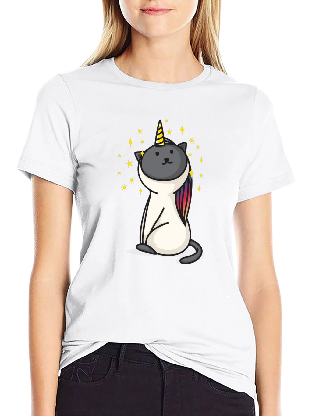 Unicat Tee - Black Cotton Blend Shirt