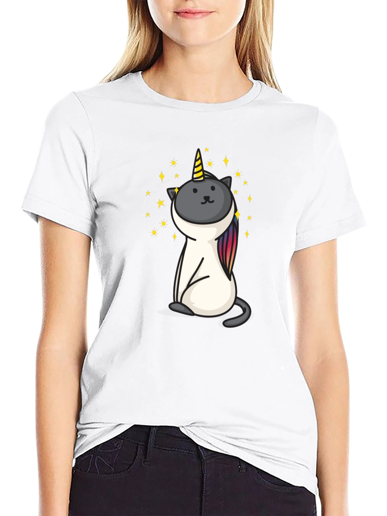 Unicat Tee - Black Cotton Blend Shirt